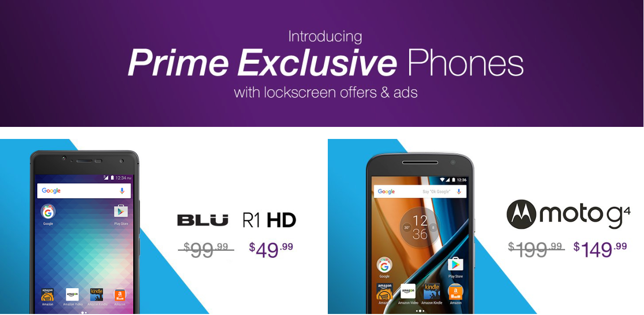 Amazon Prime Exclusive Phones with Lockscreen Ads & Offers